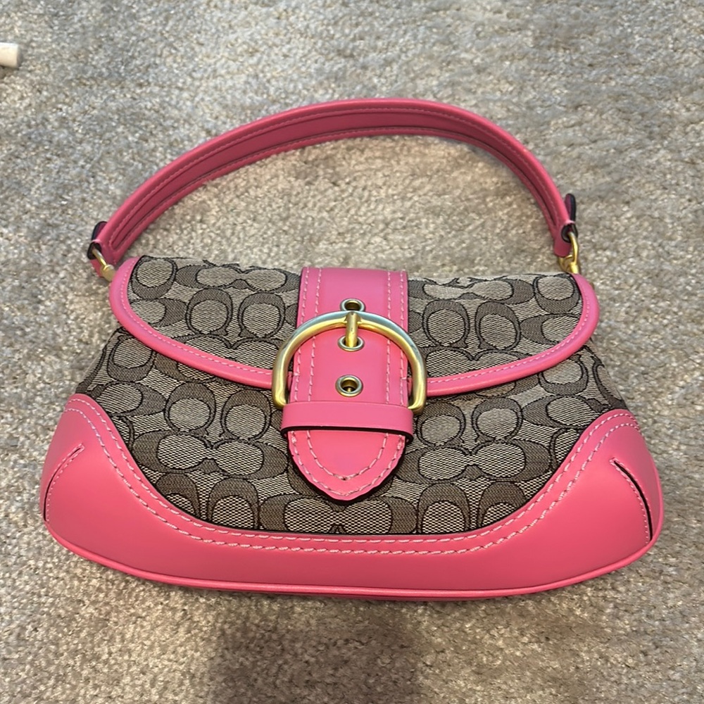 Coach Pink and Gray Shoulder Bag